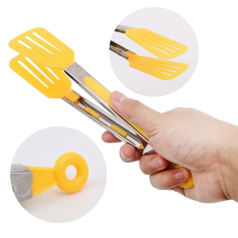 NICEYARD Non-Stick Kitchen Tong Stainless Steel Handle Food clamp Silicone Pizza Bread Steak Clip Utensil Salad Serving BBQ Tong - Image 5