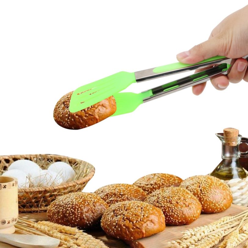 NICEYARD Non-Stick Kitchen Tong Stainless Steel Handle Food clamp Silicone Pizza Bread Steak Clip Utensil Salad Serving BBQ Tong - Image 2