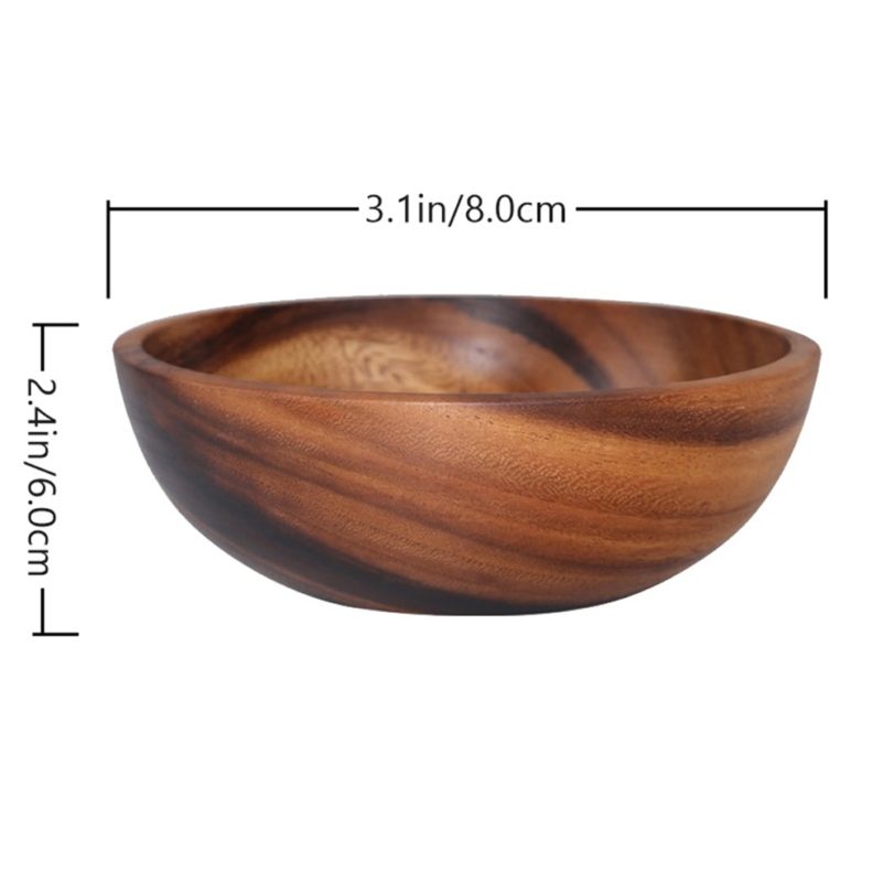 Natural Wood Bowl Eco Friendly Fruit Salad Noodles Rice Ice Cream Wood Bowl Art Crafts Decoration Kitchen Tools - Image 3