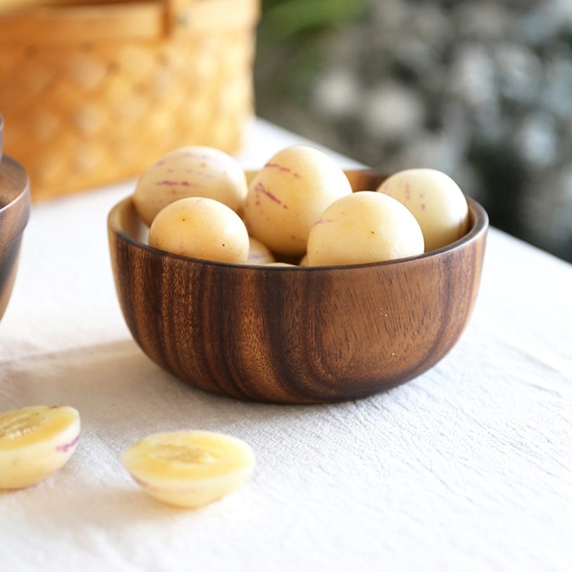 Natural Wood Bowl Eco Friendly Fruit Salad Noodles Rice Ice Cream Wood Bowl Art Crafts Decoration Kitchen Tools - Image 4