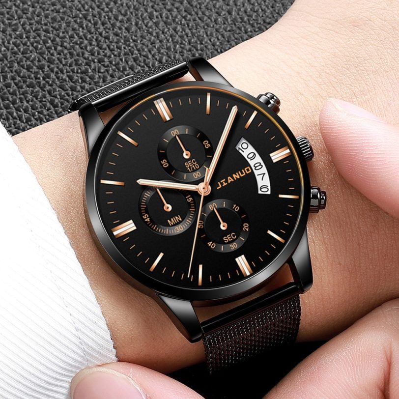 New Luxury Men's Casual Calendar Watch Business Watches For Men Ultra Thin Stainless Steel Mesh Quartz Watch Relogio Masculino - Image 2