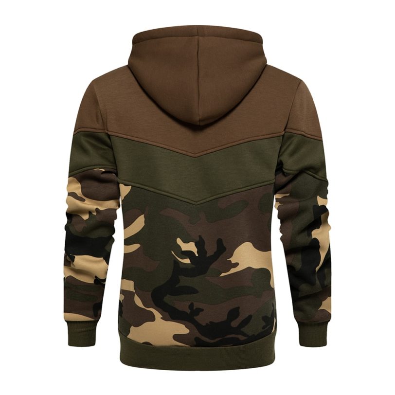 New Men Casual Hoodies Camouflage Patchwork 2021 Autumn Mens Harajuku Hooded Sweatshirts Hip Hop Male Fleece Pullover Clothing - Image 2