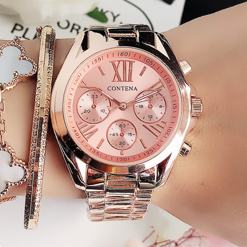 New Popular Women Watches Luxury Brands Rose Gold Geneva Ladies Clock Stainless Steel Quartz Analog Wristwatches Reloj Mujer#M - Image 5