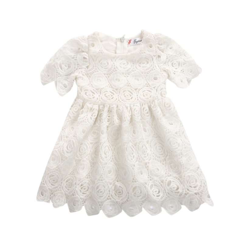 Newborn Baby Girls Princess Dress Hole Lace Tutu Dress Flower Dress Baby Party Pageant Dresses Summer White Dress For 0-24M - Image 2