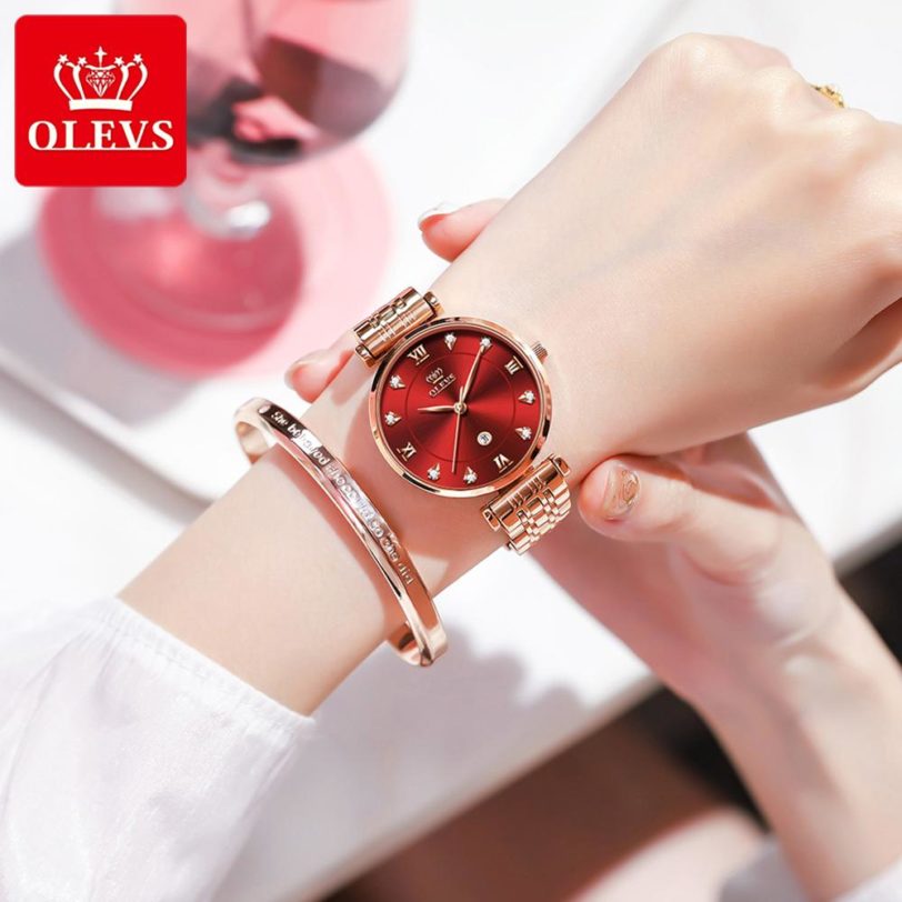 OLEVS Top Brand New Women Fashion Quartz Watch Waterproof Luxury Women Watches Stainless Steel Strap Date Clock Lady - Image 2