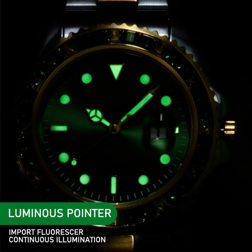 PLADEN Luxury Men Watches Fashion Green Diamond Bezel Sapphire Glass Watch Business Automatic Date Dive Clock Relógio masculino - Image 5