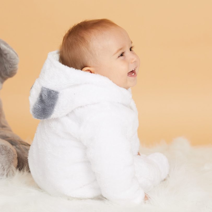 PatPat New Winter Warm Cotton Casual Newborn Cute Bear Design winter Hooded Jumpsuit Bag Foot Romper