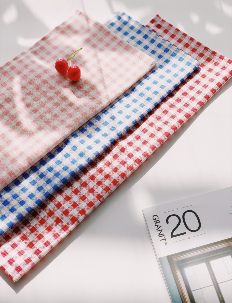 Plaid Cotton Placemat Fabric Table Mats Napkins Simple Design Japanese Fashion Style Tableware Kitchen Tool - Image 3