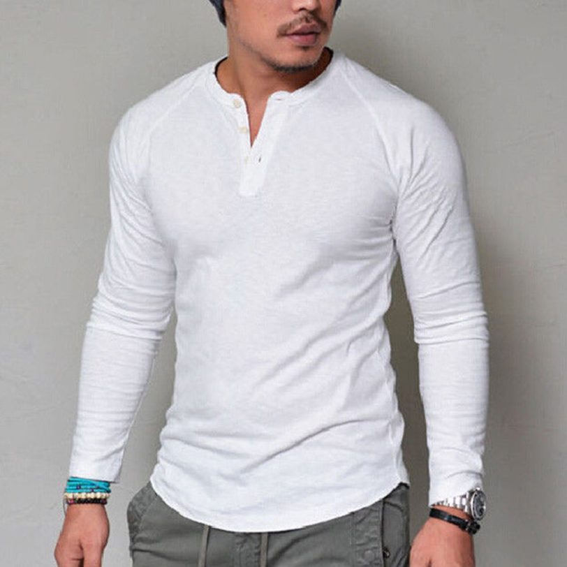 Plus Size 4XL T Shirt Men Solid Color O Neck Long Sleeve T Shirt for Men 3