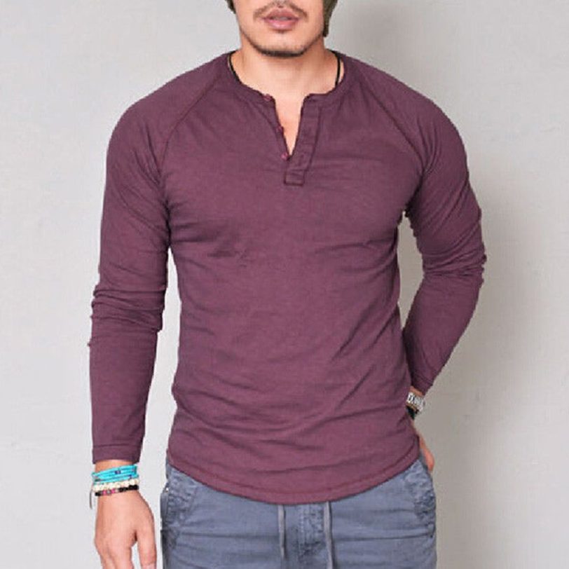 Plus Size 4XL T Shirt Men Solid Color O Neck Long Sleeve T Shirt for Men