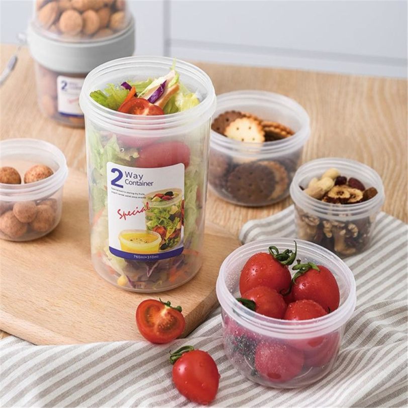 Portable Double-Layer Multi-Purpose Fresh-Keeping Box Yogurt Salad Box Food Storage Containers Kitchen Organizers Storage - Image 4