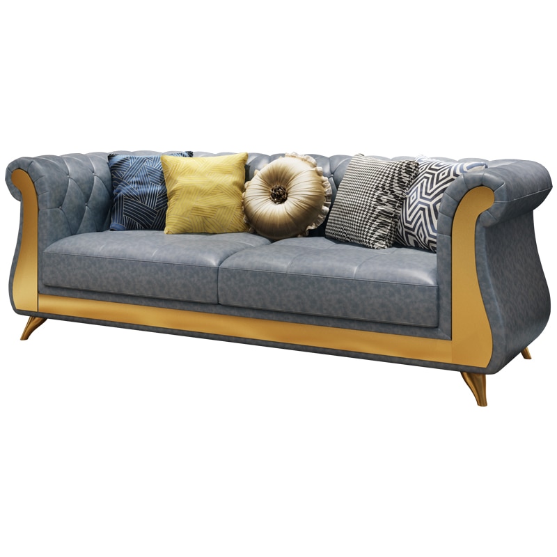 Postmodern Light Luxury Sofa Italian Corner Nordic Leather Sofa Head Layer Cowhide Living Room Combination Sofa