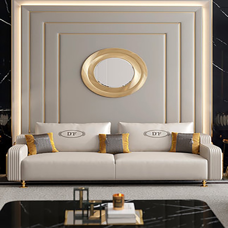 Postmodern light luxury full leather sofa top layer cowhide combination designer original high end luxury living