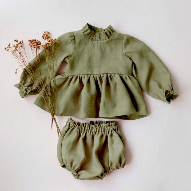 Princess Baby Girls Clothes Sets Summer Spring Linen Cotton Girls Blouse Bottom Shorts 0 2 Y 1