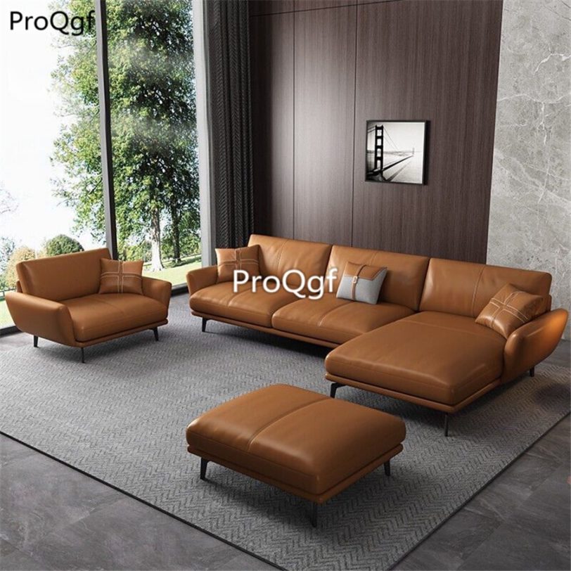 Prodgf 1 Set 260cm Length Four People Seat Leather Sofa - Image 2