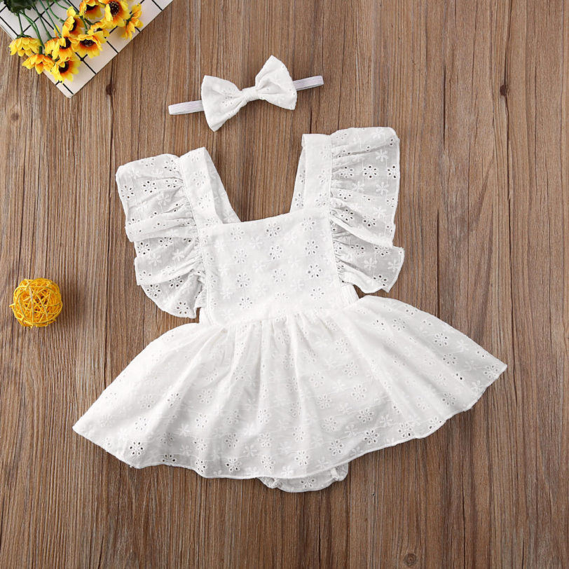 Pudcoco Newborn Baby Girl Clothes Solid Color Sleeveless Flower Ruffle Romper Dress Headband 2Pcs Outfits Cotton Clothes Set - Image 6