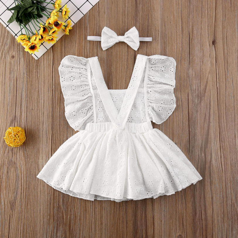 Pudcoco Newborn Baby Girl Clothes Solid Color Sleeveless Flower Ruffle Romper Dress Headband 2Pcs Outfits Cotton Clothes Set - Image 2