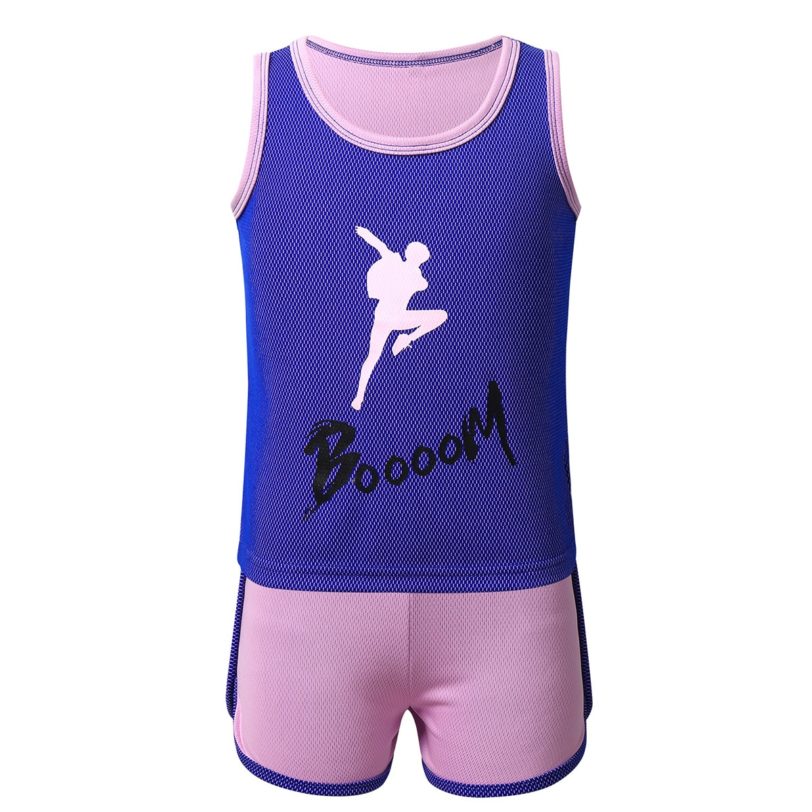 Quick Drying Kids Boys Girls Activewear Fitness Outfit Sports Running Exercise Tracksuit Sets Sleeveless Tops Vest 1