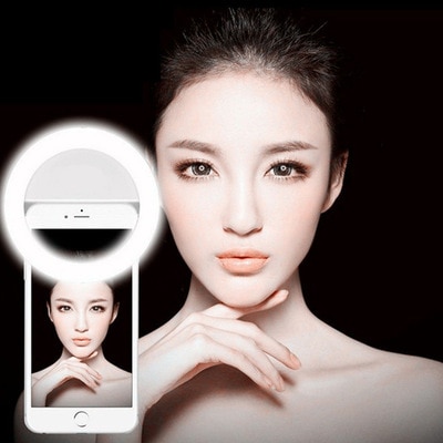 Rechargeable Self LED Ring Light Flash Beauty Mini Fill Light Night Clip for Smartphone Mobile Phone