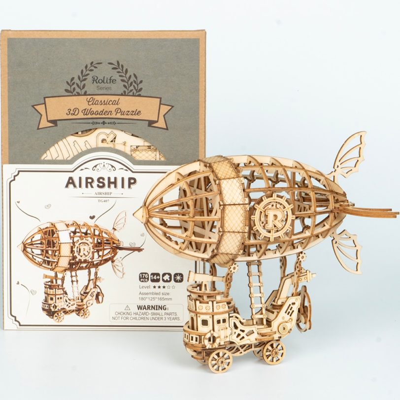 Robotime diy Airship 3d Wooden Puzzle, Brain Teaser, Construction Set for Teens - Image 6