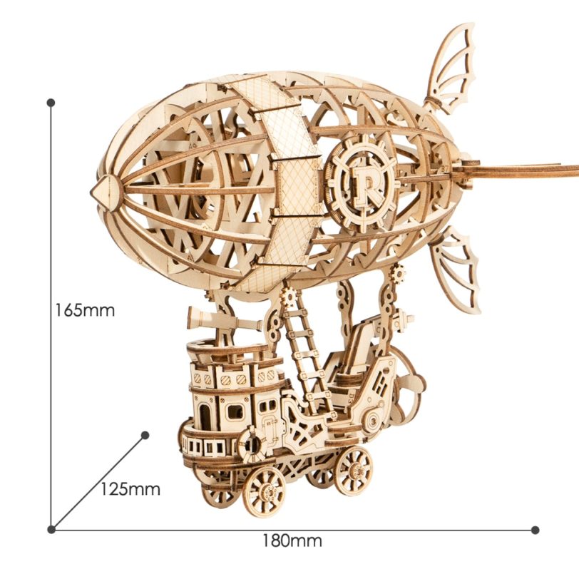 Robotime diy Airship 3d Wooden Puzzle, Brain Teaser, Construction Set for Teens - Image 2