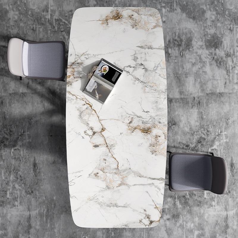 Rock plate dining table light luxury simple household rectangular marble dining table and chair combination dining 2