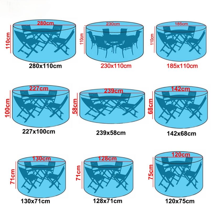 Round Table Chair Set Outdoor Garden Furniture Cover Waterproof Oxford Sofa Protection Patio Rain Snow Dustproof Covers - Image 2