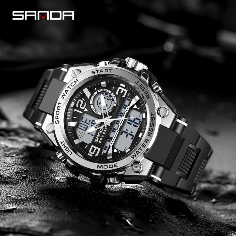 SANDA 2021 Top Brand Men's Watches 5ATM Waterproof Sport Military Wristwatch Quartz Watch for Men Clock Relogio Masculino 6024 - Image 2