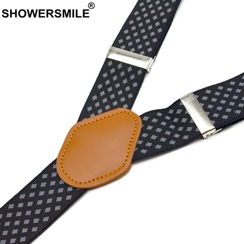 SHOWERSMILE Men's Suspenders Formal Trouser Belt Diamond Suspenders Vintage Men Braces Suspender Elastic Clips Pants Strap 120cm - Image 5