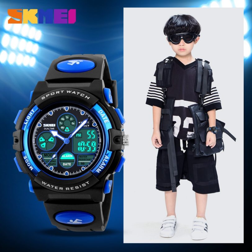 SKMEI Children's Watches Fashion Sport Military Waterproof Wristwatches Dual Time LED Digital Quartz Watch For Boys Girls Kids - Image 6