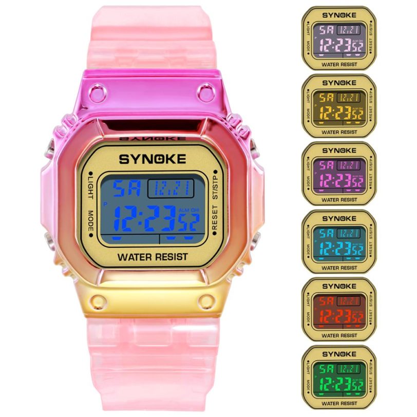 SYNOKE Ladies Watch LED Luminous Fashion Digital Women Men Colorful Sports New Unisex Alarm WristWatches Clocks reloj mujer - Image 6