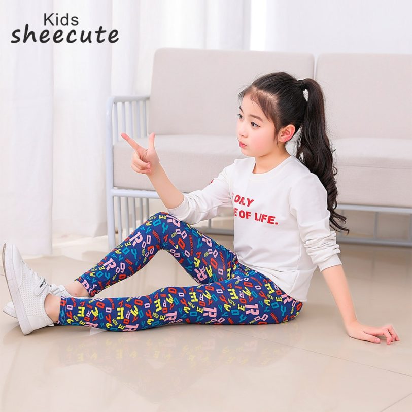 SheeCute Girls Spring Autumn Full Length Printing Skinny Leggings SC1752-C - Image 2