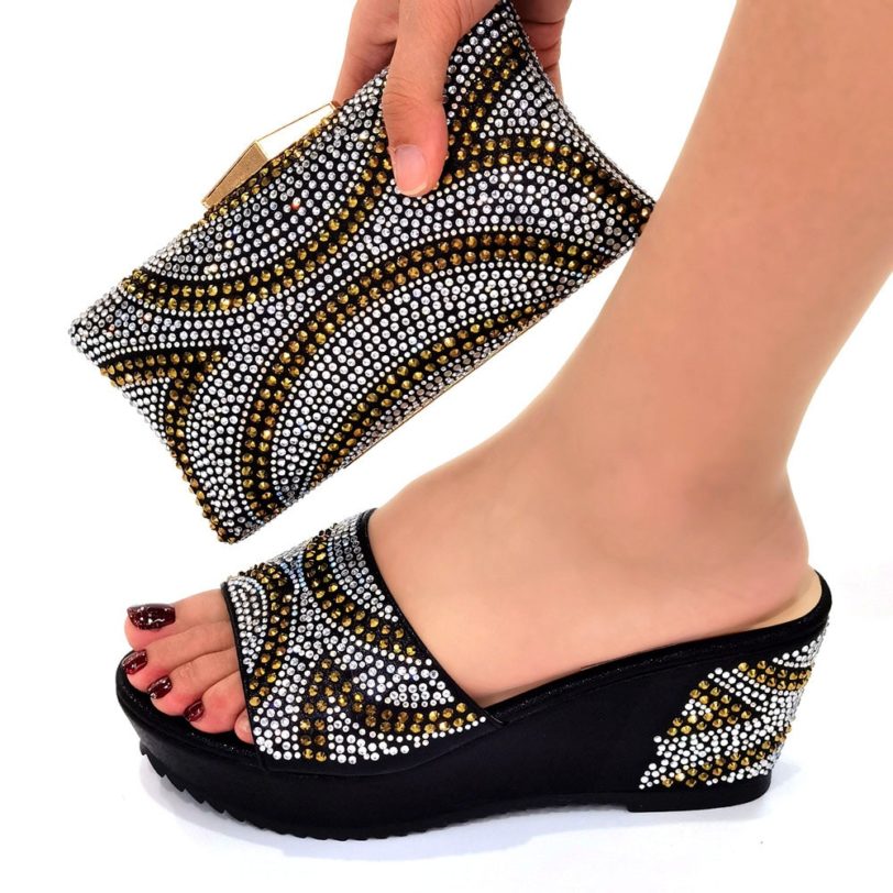 Shoes and Bag Set 2021 Hot Selling Italian Style Slingbacks African Women Slippers Nigerian Sandals High Quality - Image 2