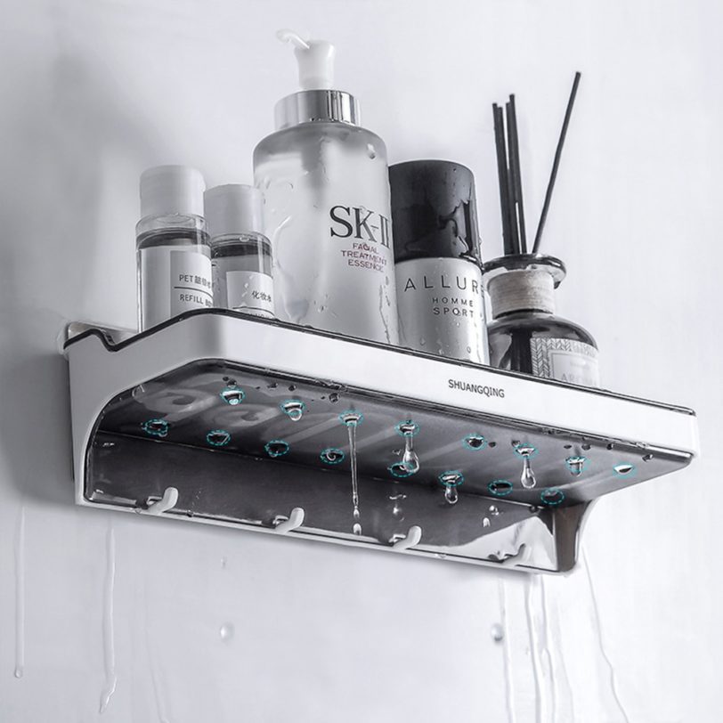 Shower Shelf for Bathroom Organizers With Hooks Shower Storage Shelves Bath Organizer Wall Mount Shampoo Storage Bathroom Holder - Image 2