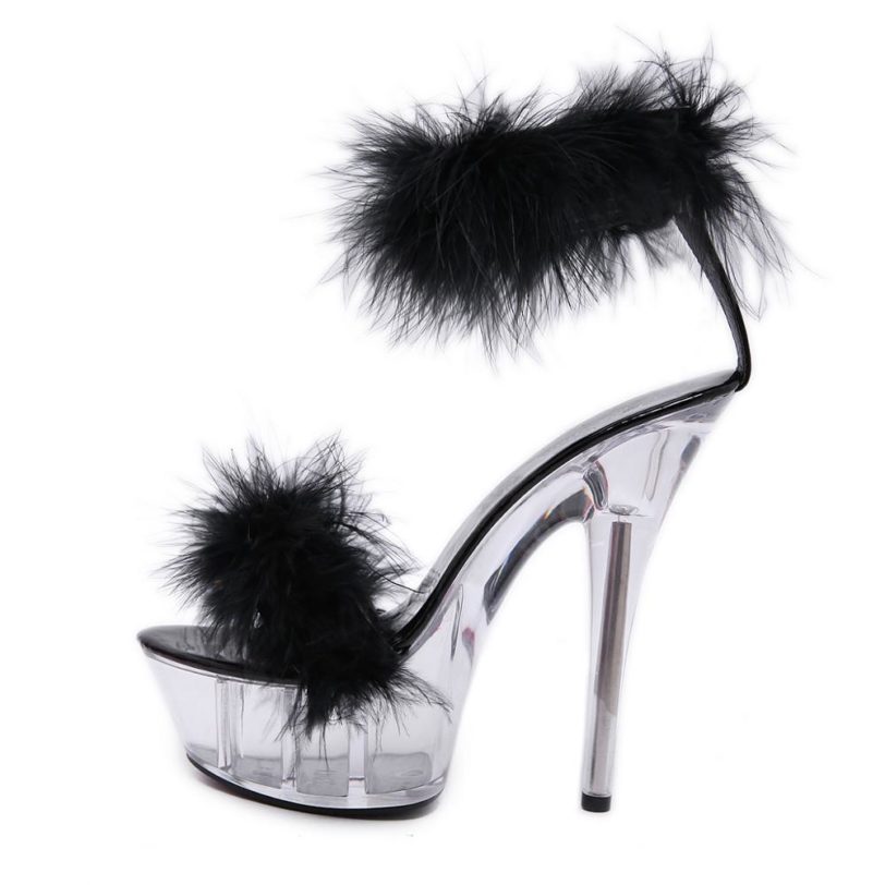 Shuzumiao fur sandals Women Female Sandals Platform Shows 2020 Summer Shoes Sexy Transparent High Heels clear heels Shoes Bride - Image 2