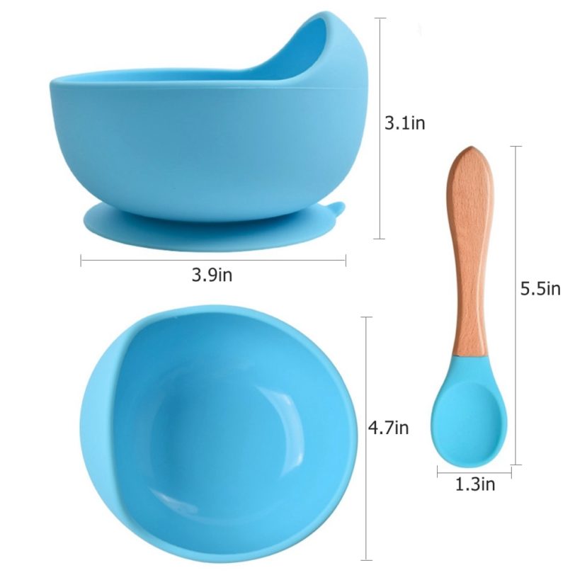 Silicone Bowl Tableware Children Wooden Handle Silicone Spoon Home Use Facial Mask Mixing Bowl Silicone Dishes - Image 5