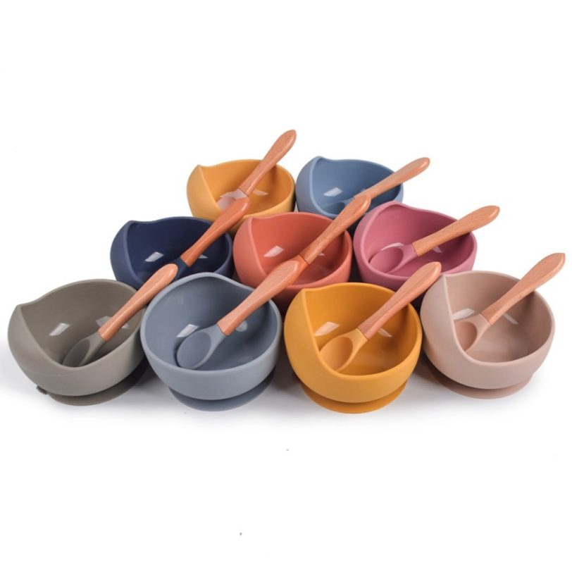 Silicone Bowl Tableware Children Wooden Handle Silicone Spoon Home Use Facial Mask Mixing Bowl Silicone Dishes - Image 6