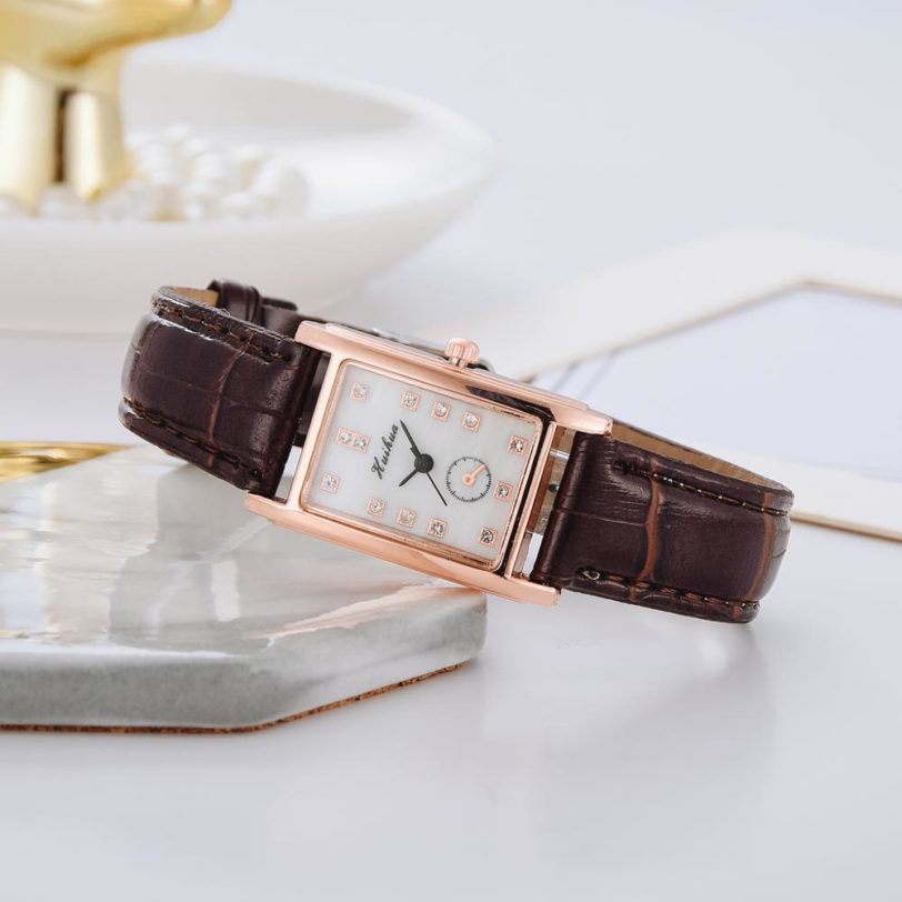 Simple Watch For Women Bracelet Casual Leather Rectangle Ladies Watches Female Quartz Clock Dress Rhinestone Women Wrist Watch - Image 3