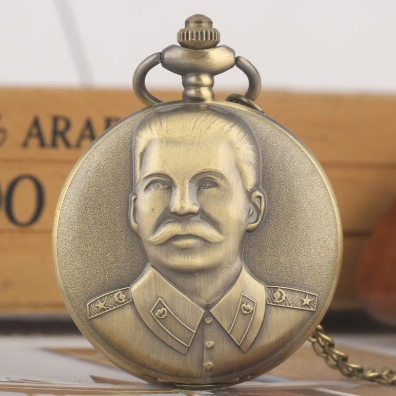 Soviet Hero Portrait of Stalin of Russia's Leader Quartz Pocket Watch Soviet Sickle Hammer Style Chain Pendant Fob Clock Gifts - Image 5