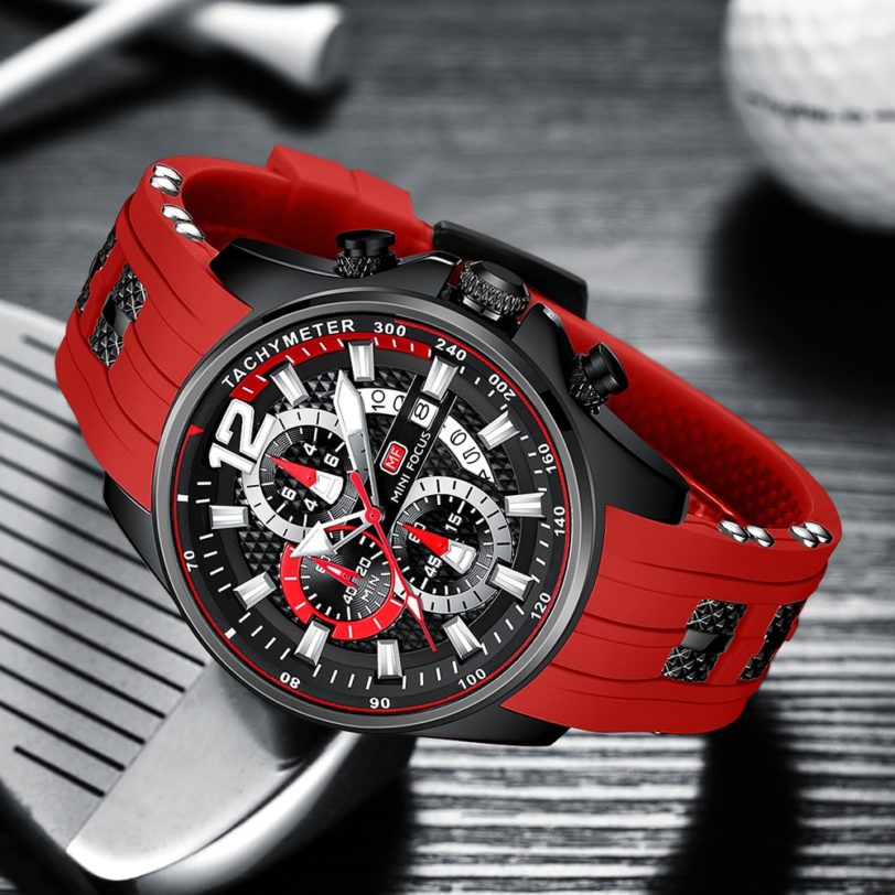 Sport Watch For Men Top Brand Luxury Quartz Wristwatch Reloj Hombre Montre Homme Waterproof Red Silicone Strap Relogio Masculino - Image 4