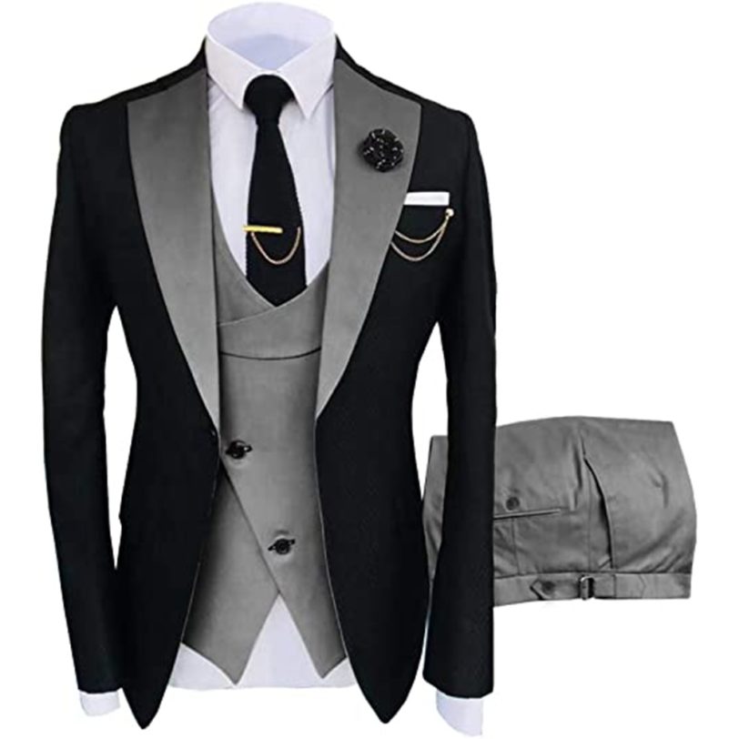 Spring Black Peak Lapel Slim Fit Male Men Suits For Wedding Plus Size 3 Piece Jacket Vest Pants Tuxedos Blazer Coat New Arrival - Image 3