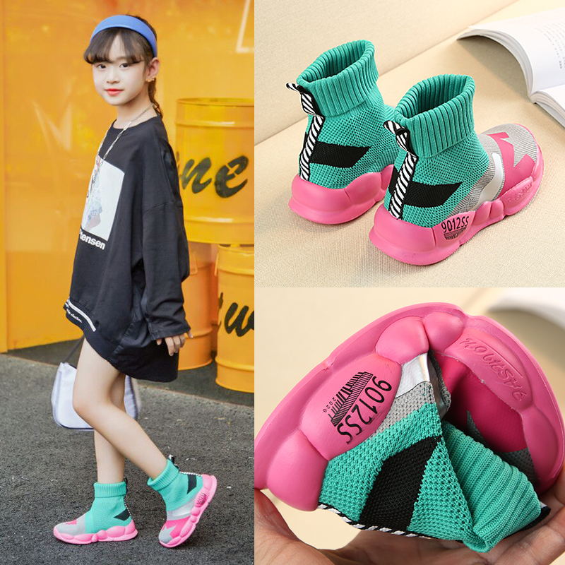 Spring Kids Sneakers For Girls Children Casual Shoes Girl Slip on Breathable Kids Socks Shoes 2021 1