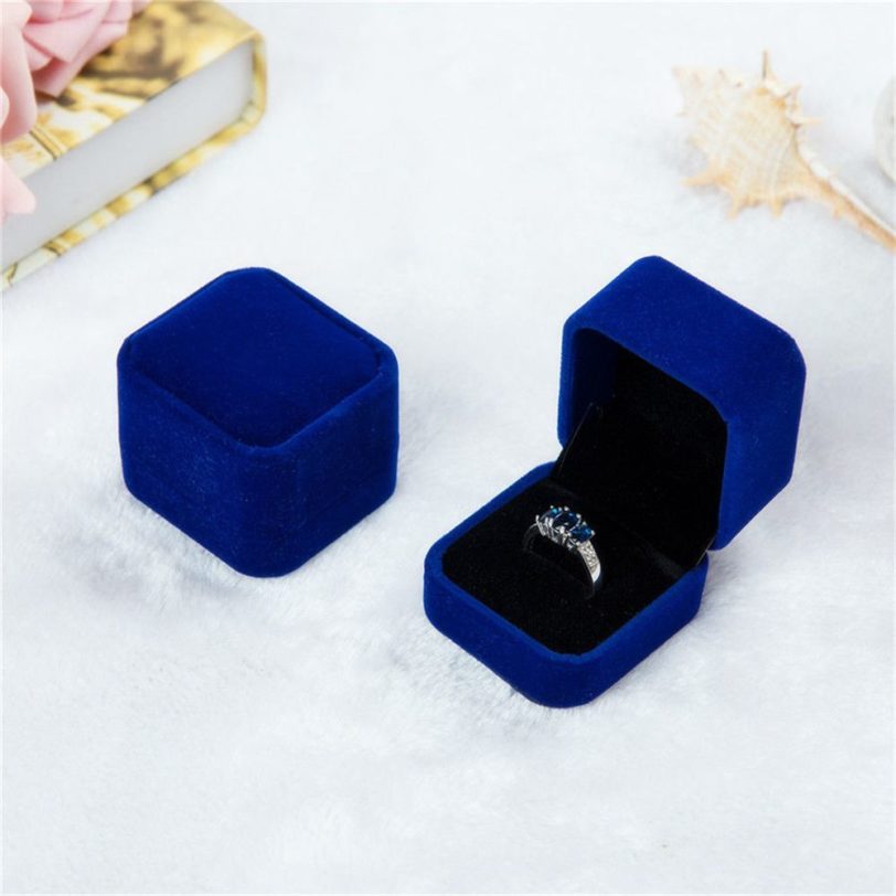 Square Velvet Jewelry Box Ring Holder Gift Packaging Marriage Storage Organizer Casket Earring Display Stand Wedding Wholesale - Image 5