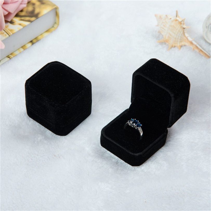 Square Velvet Jewelry Box Ring Holder Gift Packaging Marriage Storage Organizer Casket Earring Display Stand Wedding Wholesale - Image 6