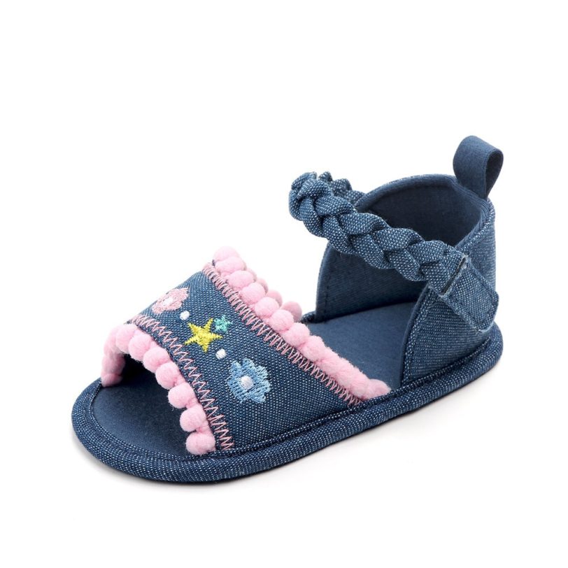 Summer Baby Girl Shoes Cute Infant First Walkers Soft Soled Striped Floral Princess Newborn Footwear Toddler Sandy Shoe 1 Year - Image 4