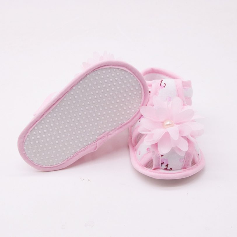 Summer Girl Infant Sandals Cute Flower Anti-Slip Cotton Sole 0-18M Toddler Baby First Walkers Party Gift Princess Pearl Shoes - Image 2