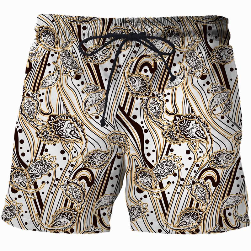 Summer New Drawstring luxury Shorts Men Women Casual 3D Golden flower print sweathshorts plus size High 1