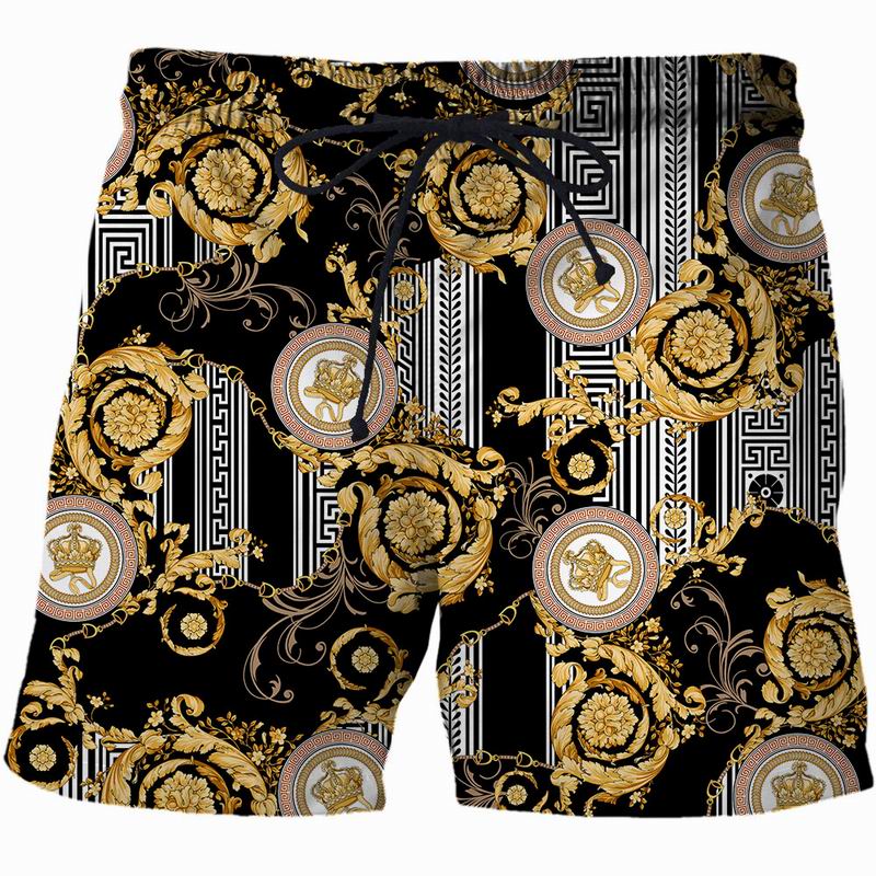 Summer New Drawstring luxury Shorts Men Women Casual 3D Golden flower print sweathshorts plus size High 2