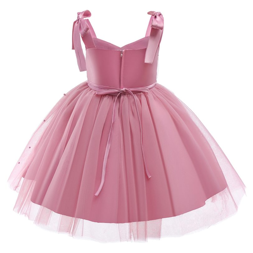 Toddler Girls Tulle Dress Kids Baby Elegant Princess Pearls Wedding Tutu Prom Children Formal Party Clothes 3