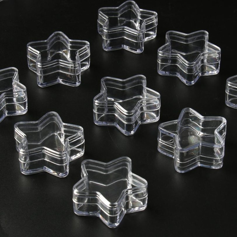 Transparent Plastic Jewelry Bead Storage Boxes Round Star Heart Container Jars Make Up Organizer Bead Gems Case 4pcs/lot - Image 4